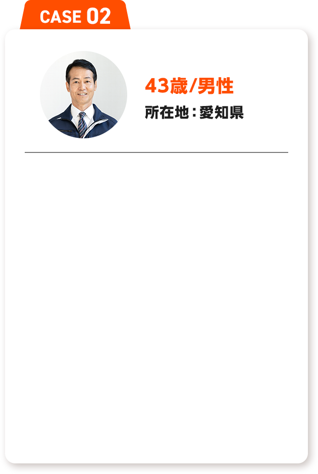 43歳/男性 所在地：愛知県